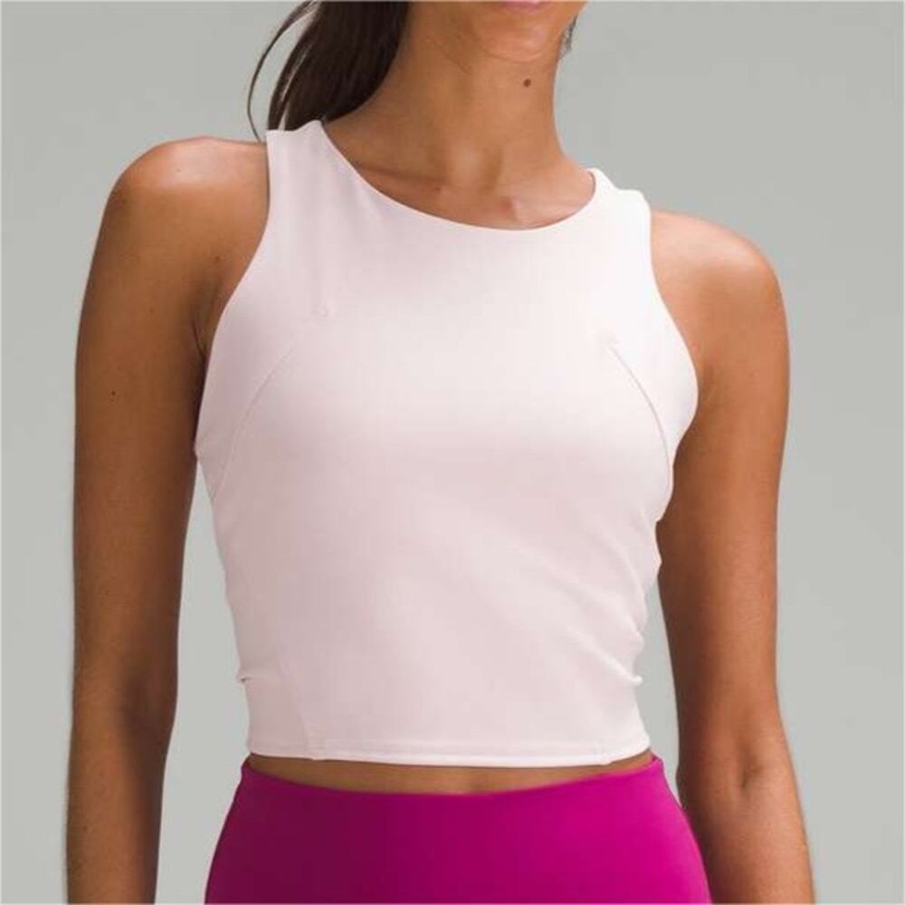 LULULEMON Wunder Train Racerback Cropped Tank Top in Flush Pink Everlux Size 6